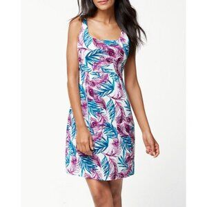 Tommy Bahama Fronds Of A Feather Tank‎ Dress Size M Peacock Palm Print Empire